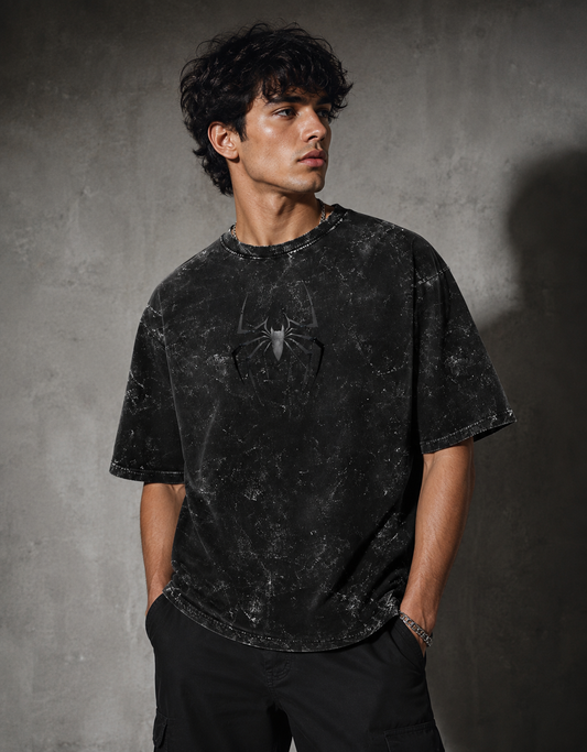 Unisex Shadow Spider Acid Wash Tee